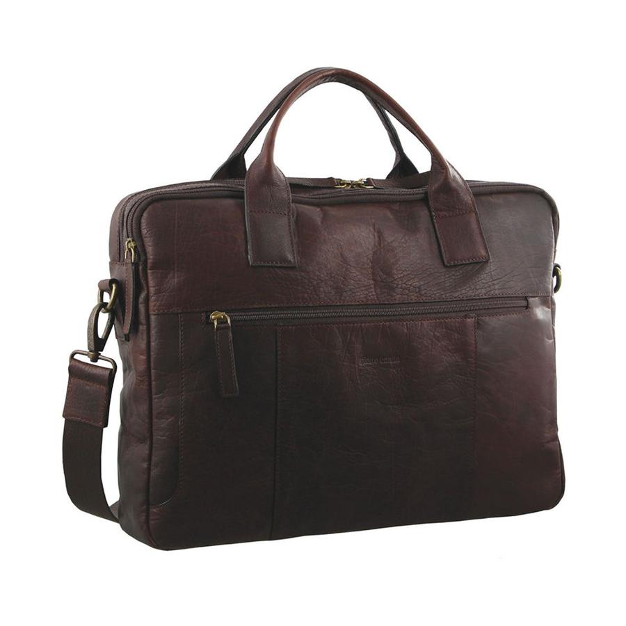 Pierre Cardin Camden Rustic Leather 15" Laptop Bag Chestnut Chestnut