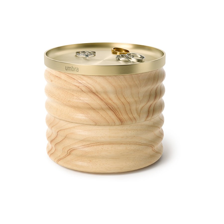 Umbra Tesora Wood Jewellery Box Natural/Brass Natural/Brass
