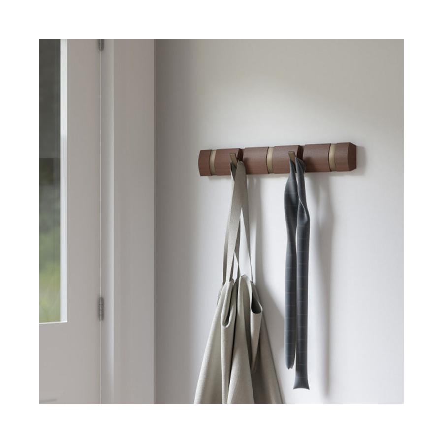 Umbra Flip 5 Wall Mounted Hook Light Walnut/Warm Gold Light Walnut/Warm Gold