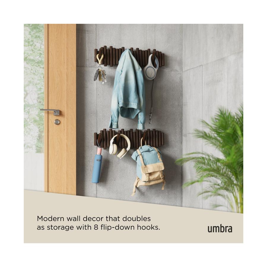 Umbra Picket 8 Wall Hook Aged Walnut Aged Walnut