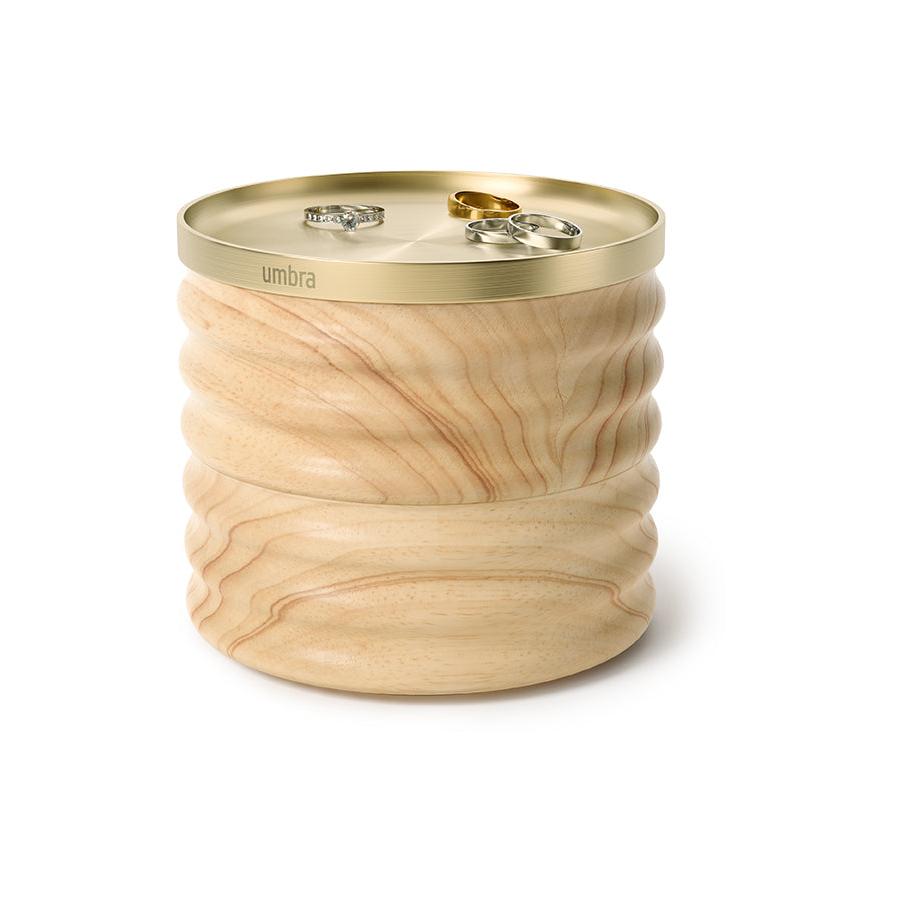 Umbra Tesora Wood Jewellery Box Natural/Brass Natural/Brass