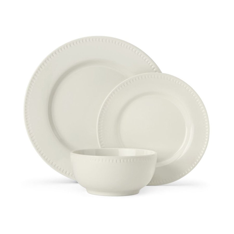 Mikasa Cranborne 12-Piece Stoneware Dinner Set Cream Cream