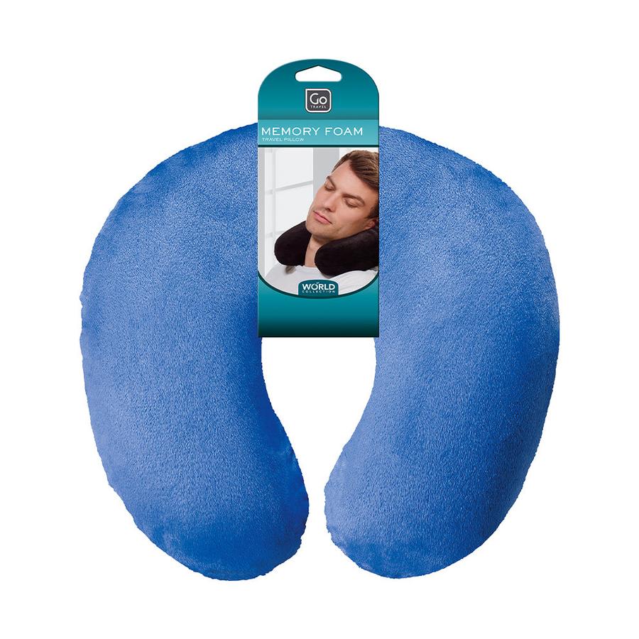Go Travel Go World Memory Foam Neck Pillow Blue Blue