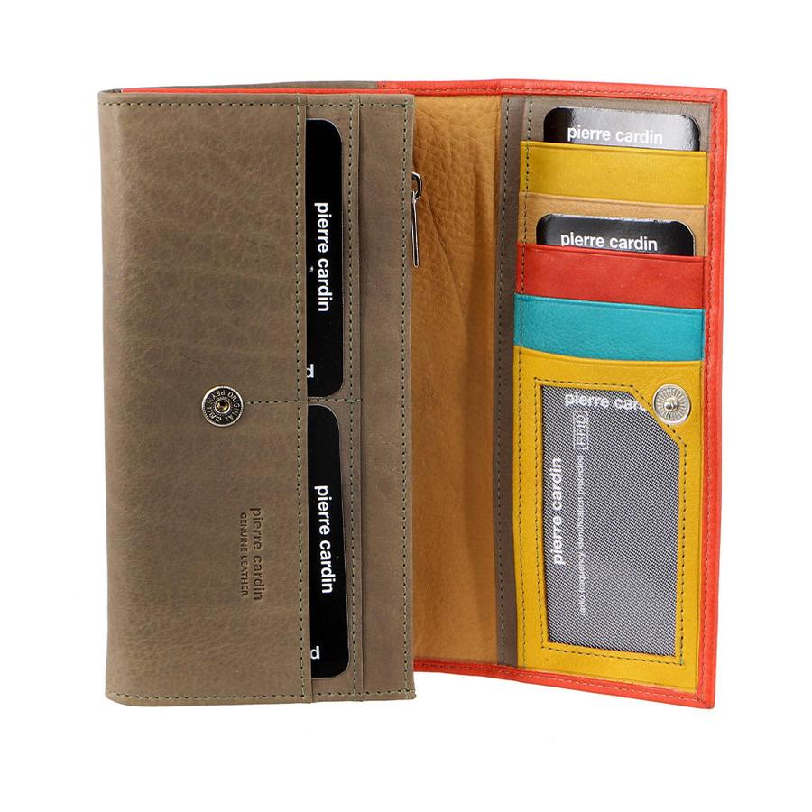 Pierre Cardin Harper Women's Italian Leather RFID Wallet Orange/Taupe Orange/Taupe