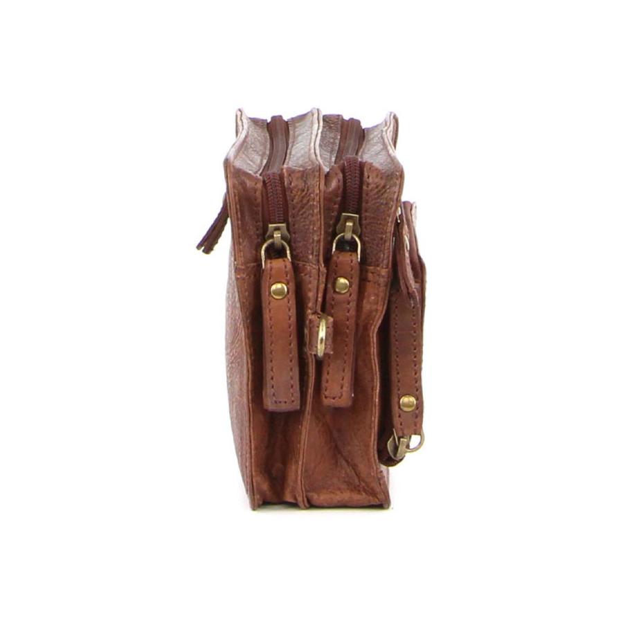 Pierre Cardin Benny Rustic Leather Organiser Bag Chocolate Chocolate