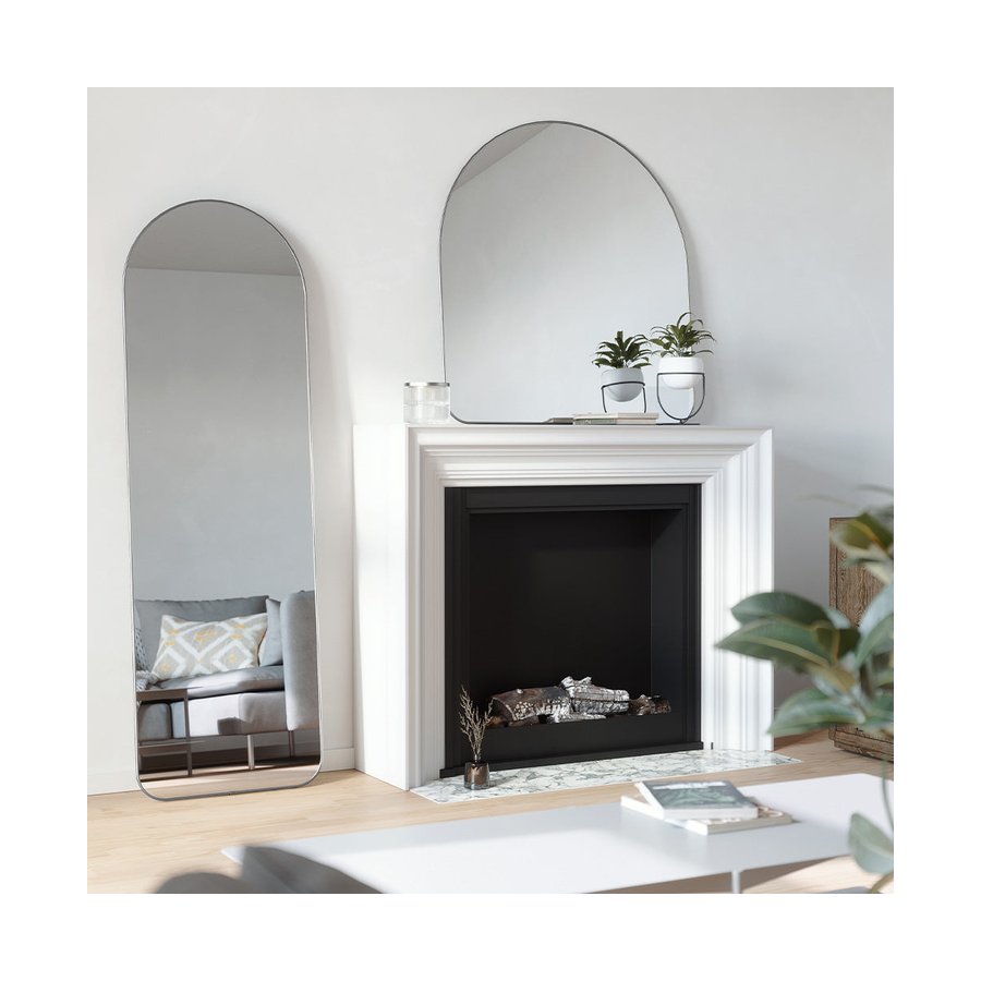 Umbra Hubba Arched Leaning Mirror (157cm x 50cm) Metallic Titanium Metallic Titanium