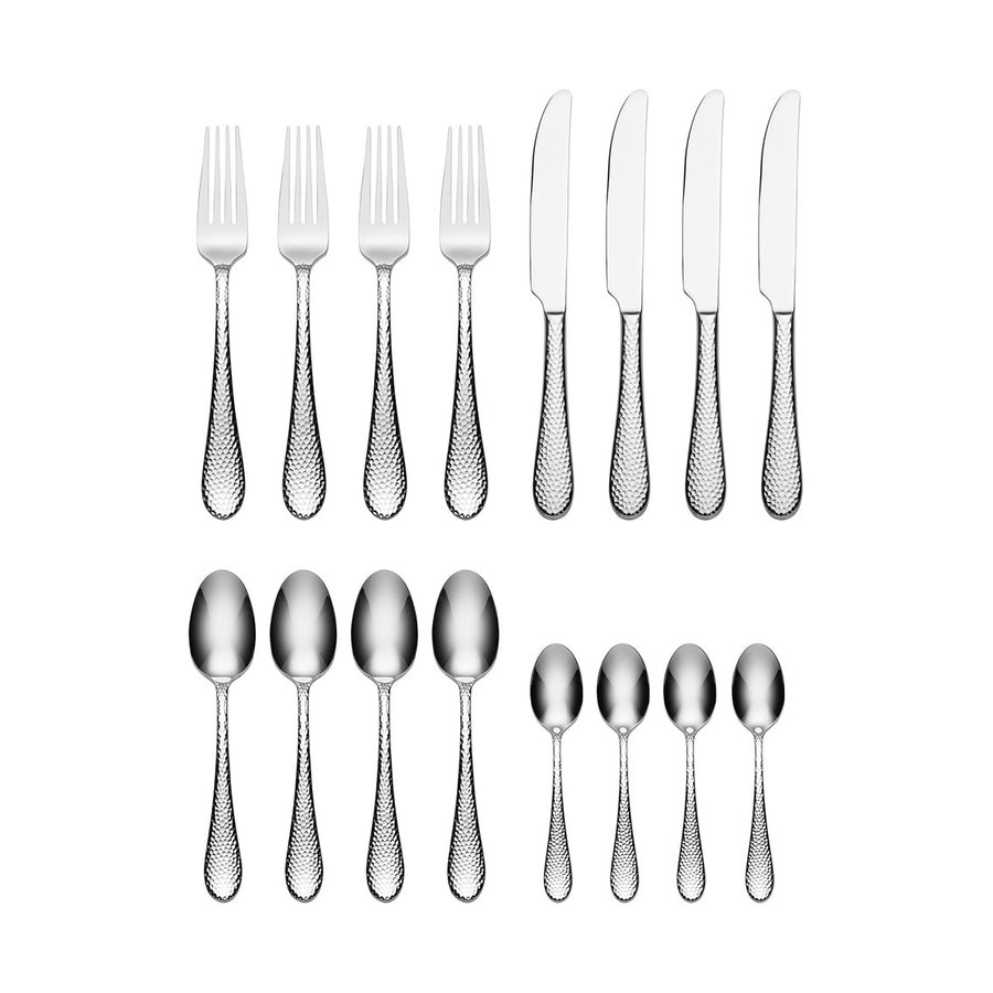 Oneida Tibet Hammered 16 Piece Cutlery Set Stainless Steel Stainless Steel