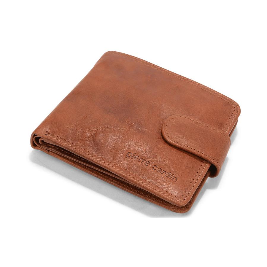 Pierre Cardin RFID Mens Rustic Leather Wallet Cognac Cognac