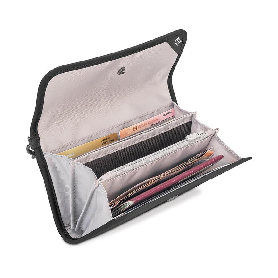 Pacsafe RFIDsafe V250 Anti-Theft RFID Blocking Travel Wallet Matte Black Matte Black