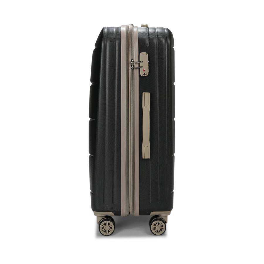 Pierre Cardin Marino 70cm Hardside Checked Suitcase Black Black