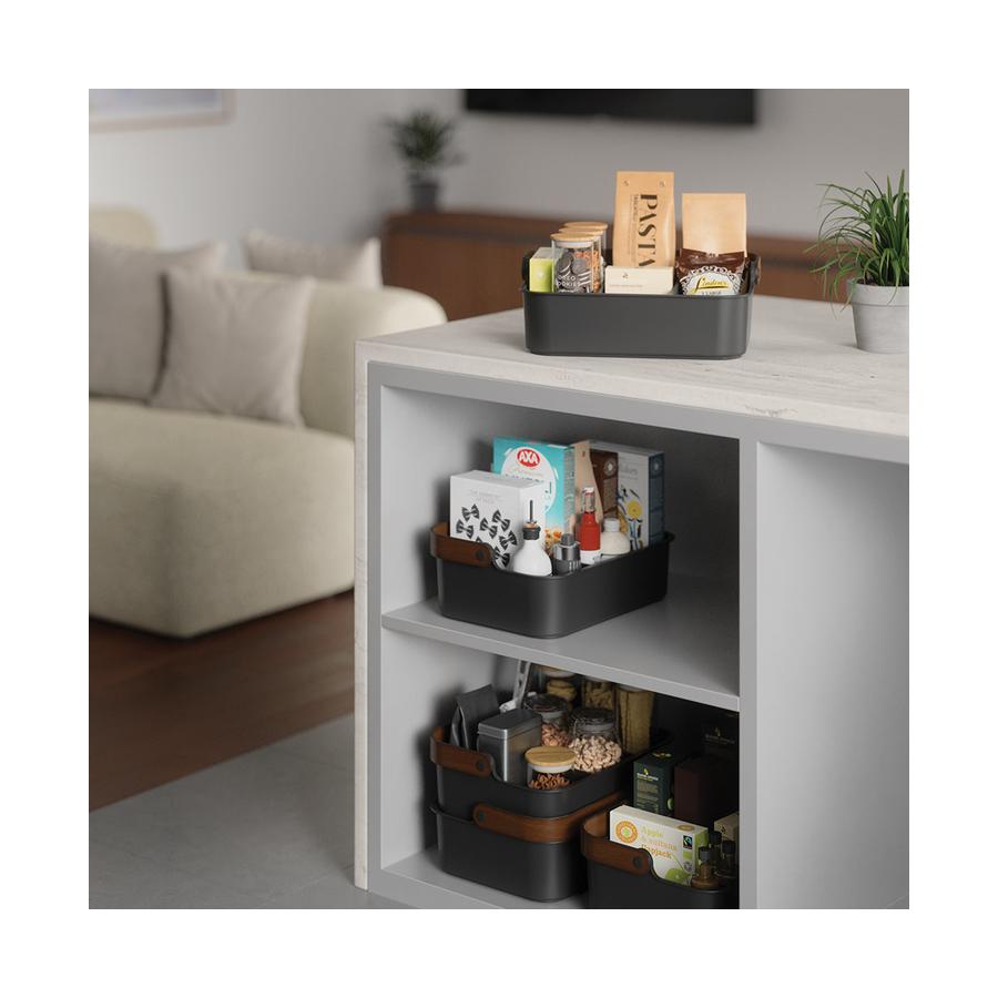 Umbra Bellwood Large Stackable Bin Black/Walnut Black/Walnut