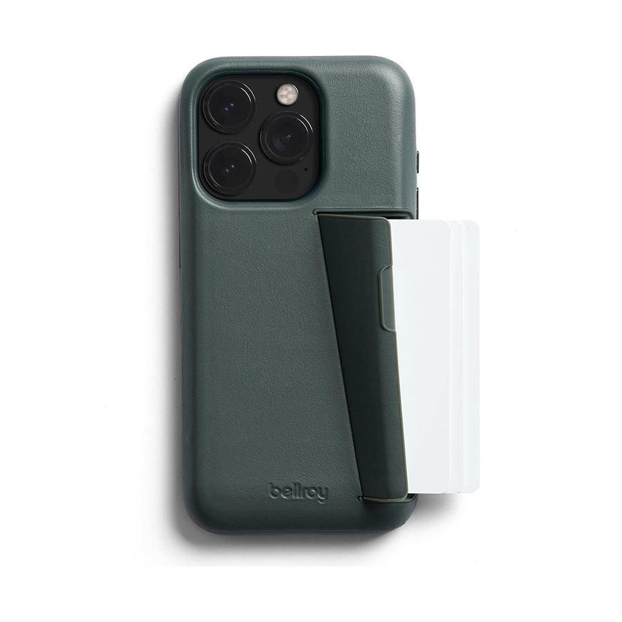 Bellroy iPhone 15 Pro Max Phone Case - 3 Card (With Button Add-On) Evergreen Evergreen