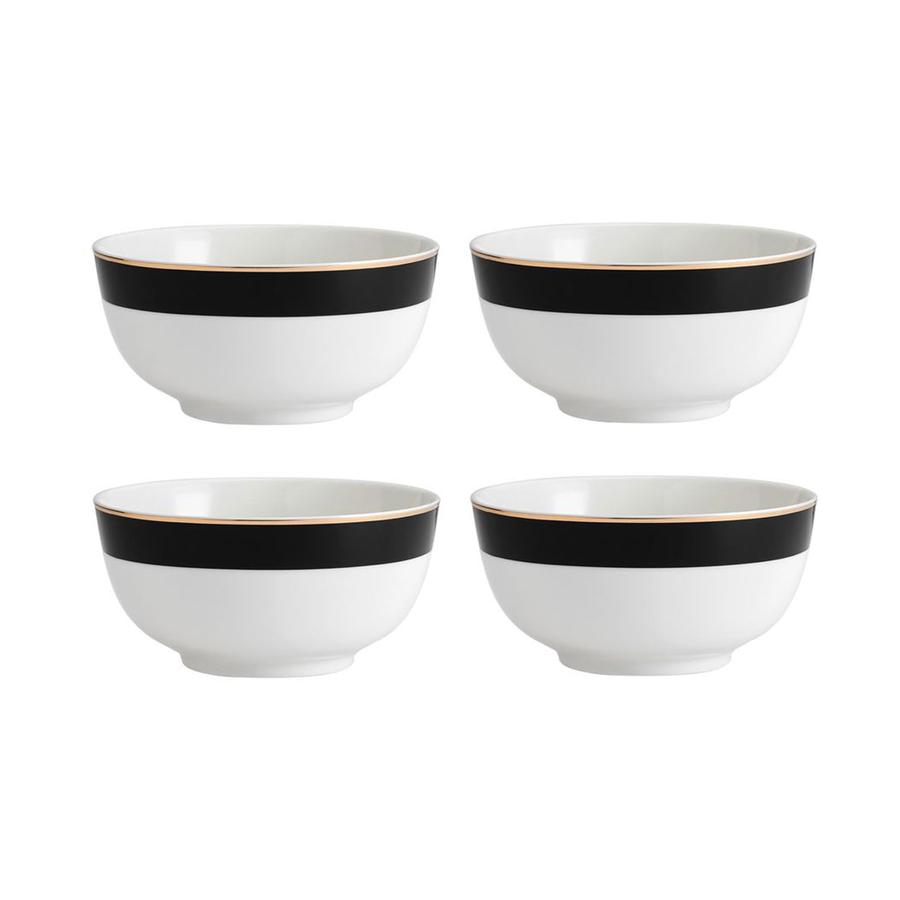 Mikasa Luxe Deco 12-Piece China Dinner Set Black/White Black/White