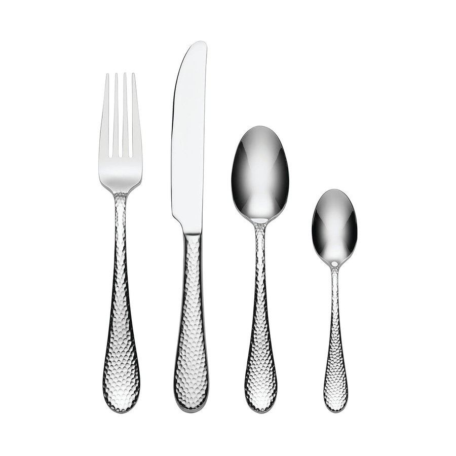 Oneida Tibet Hammered 24 Piece Cutlery Set Stainless Steel Stainless Steel
