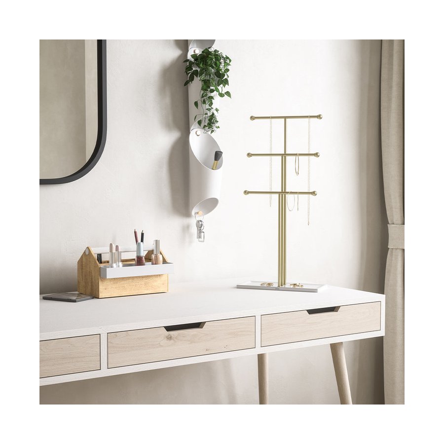 Umbra Trigem Jewellery Stand Organiser White/Brass White/Brass