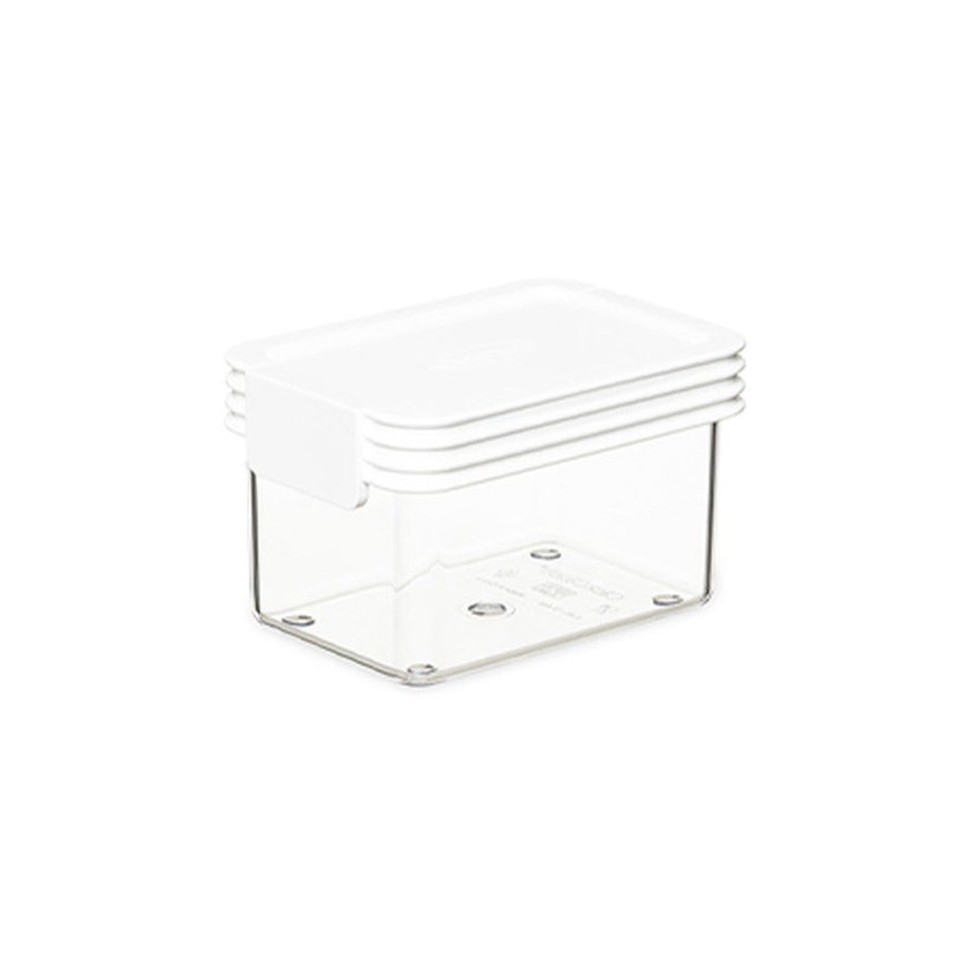 ClickClack Basics Rectangle 0.4L Pantry Storage Container Set of 4 White White