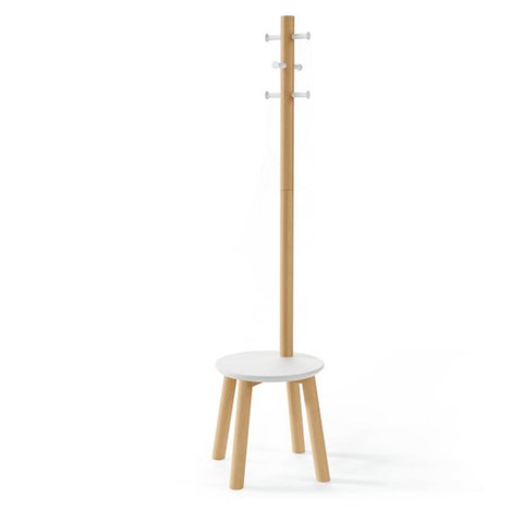 Umbra Pillar Stool with Built-In Coat Rack White/Natural