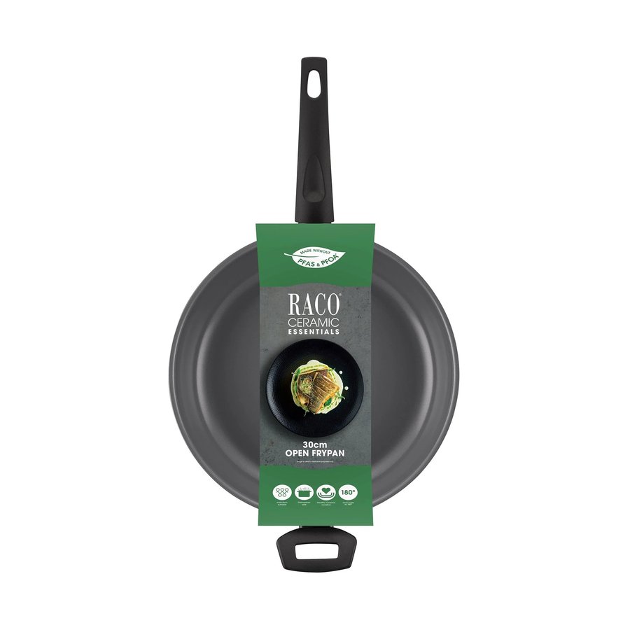 Raco Ceramic Essentials 30cm Nonstick Induction Frypan w/ Helper Handle Black Black