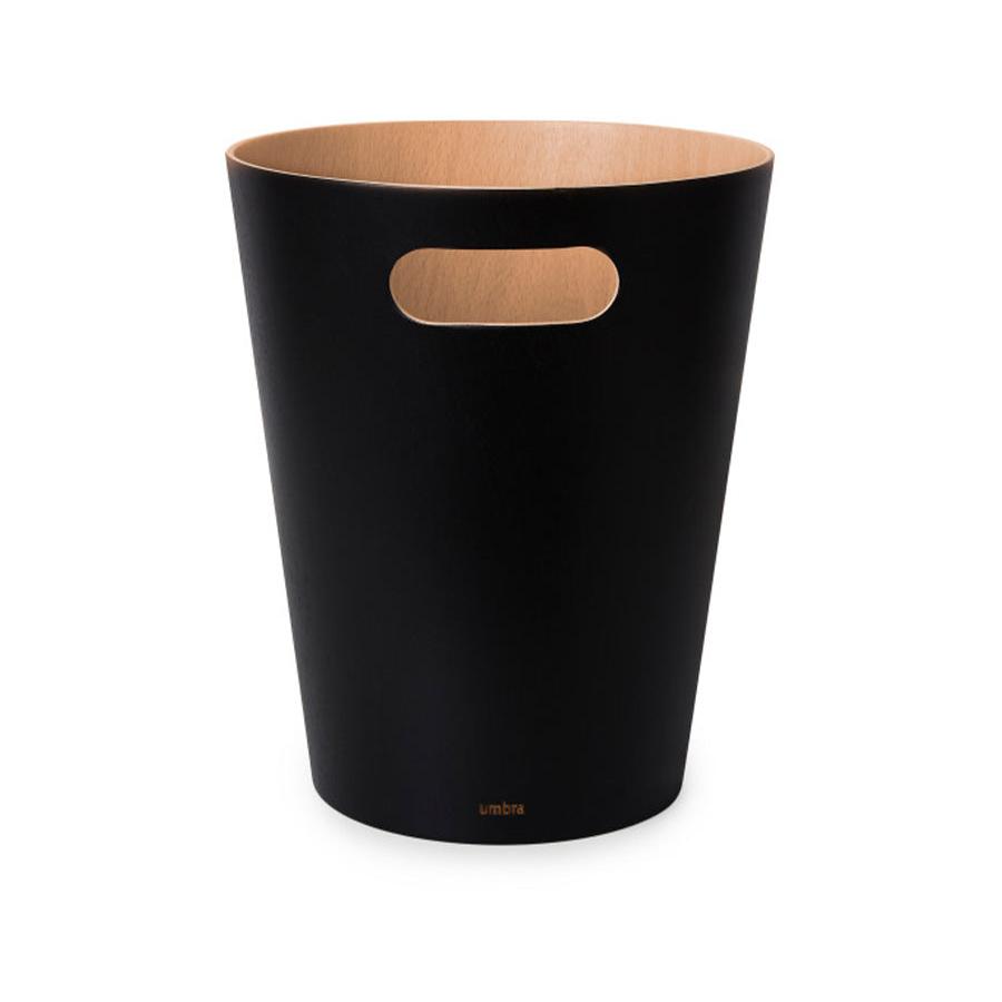 Umbra Woodrow Trash Can (7.5L) Black/Natural Black/Natural