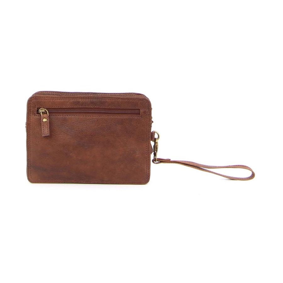 Pierre Cardin Benny Rustic Leather Organiser Bag Chocolate Chocolate