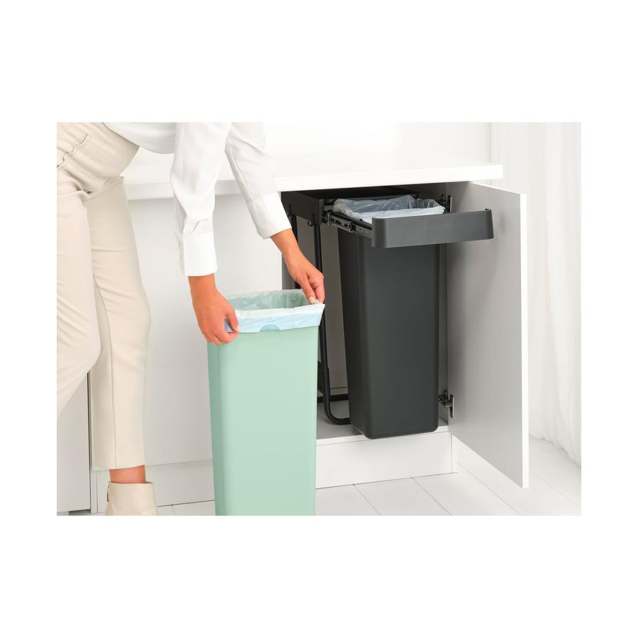 Brabantia Sort & Go Built-In Bin (2 x 30L) Dark Grey & Jade Green Dark Grey & Jade Green