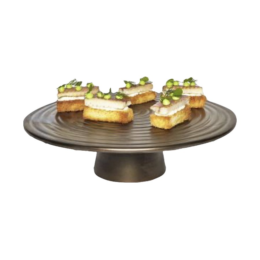 Dutch Deluxes Large Ceramic Food Stand Platinum Matte Platinum Matte