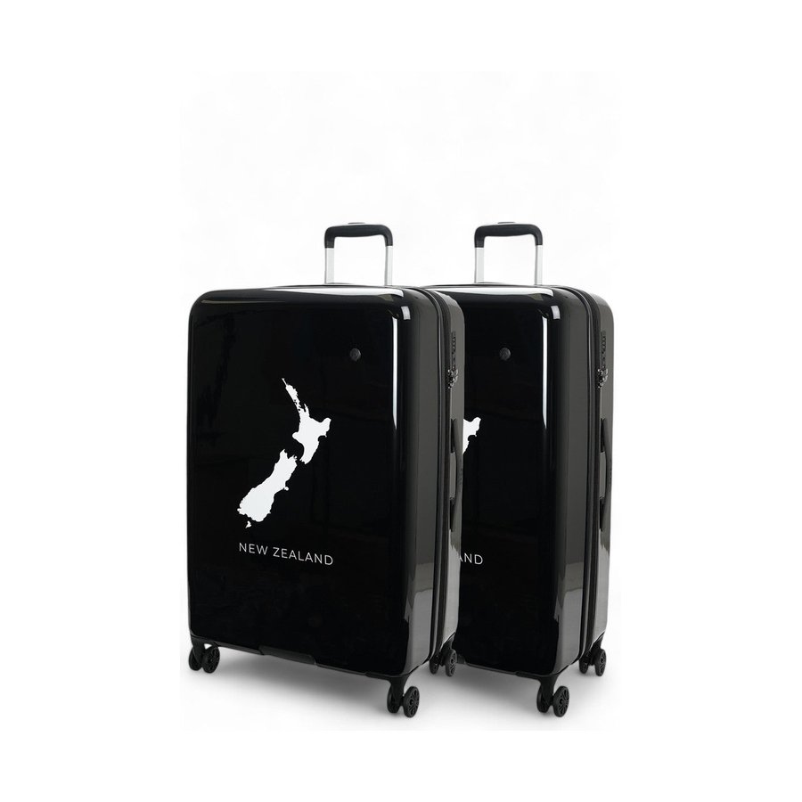 Caselite NZ Map 77cm & 77cm Hardside Luggage Set Black Black