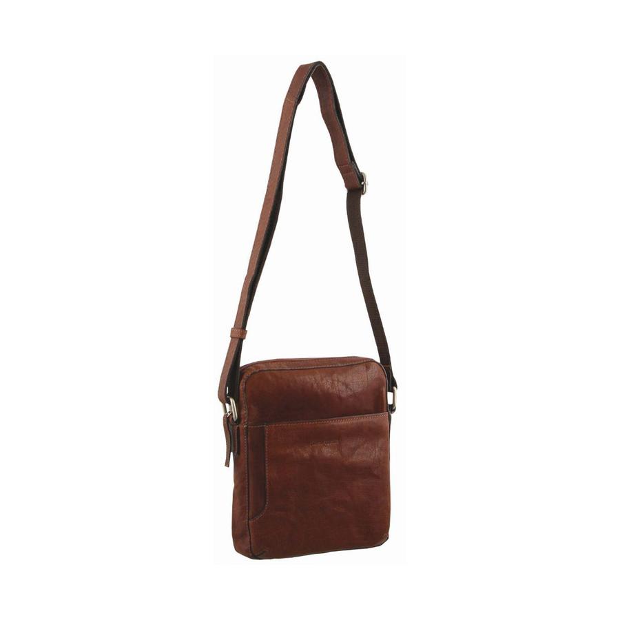 Pierre Cardin Sloan Rustic Leather Tablet Bag Chestnut Chestnut