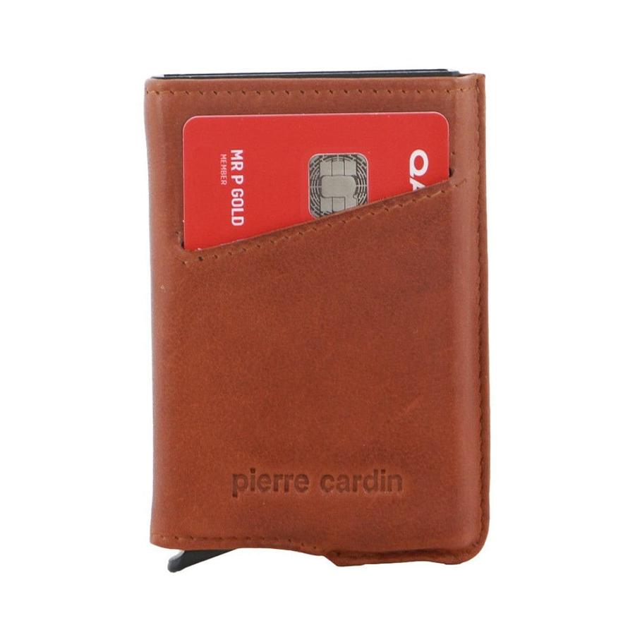Pierre Cardin Dorian Leather Smart Slide Card Holder Wallet Tan Tan