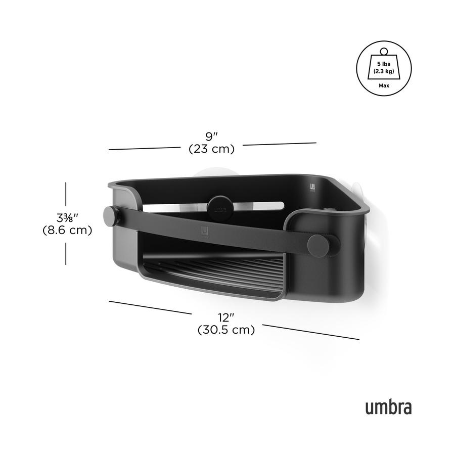 Umbra Flex Adhesive Corner Bin Black Black
