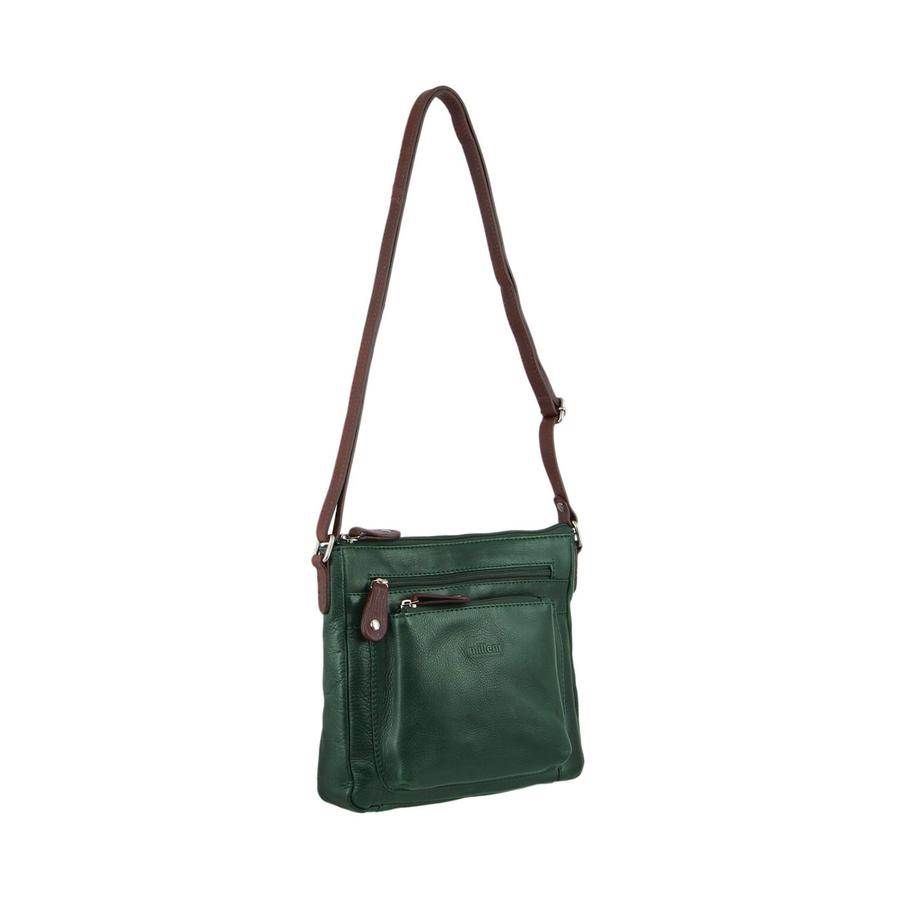 Milleni Marie Women's Leather Crossbody Bag Emerald/Chestnut Emerald/Chestnut