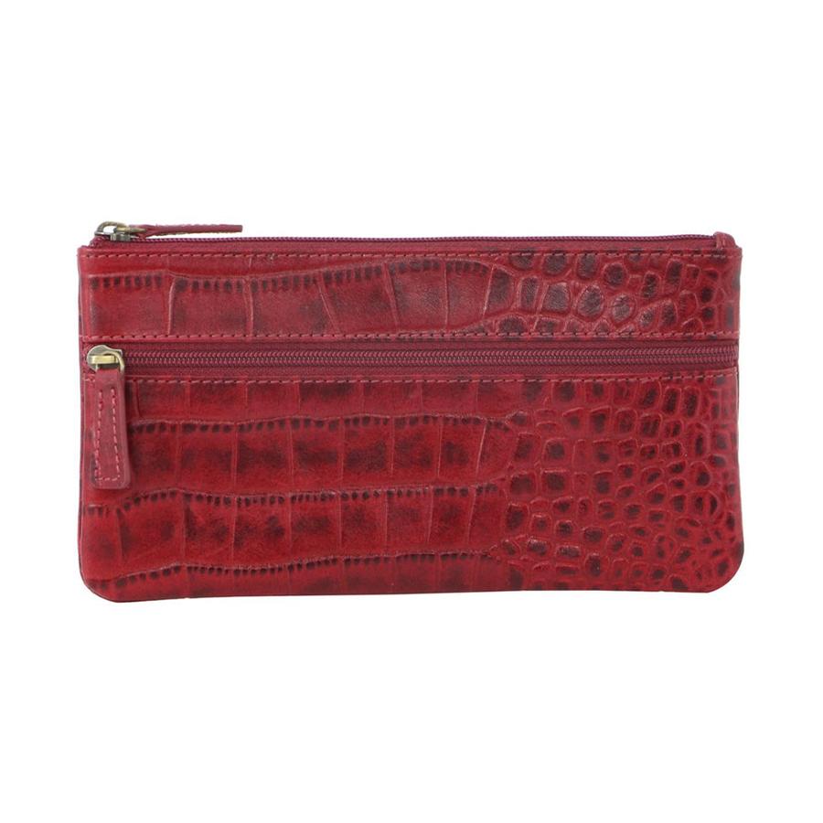 Pierre Cardin Tegan Women's Italian Leather Phone Wallet Croc Red Croc Red