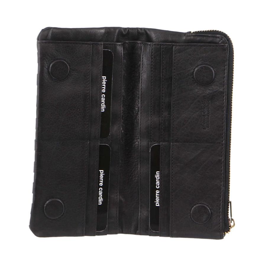 Pierre Cardin Sophia Women's Rustic Leather Wallet Black Black