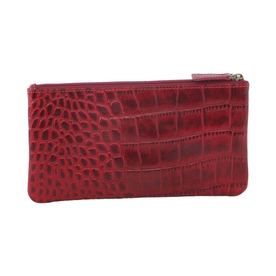 Pierre Cardin Tegan Women's Italian Leather Phone Wallet Croc Red Croc Red
