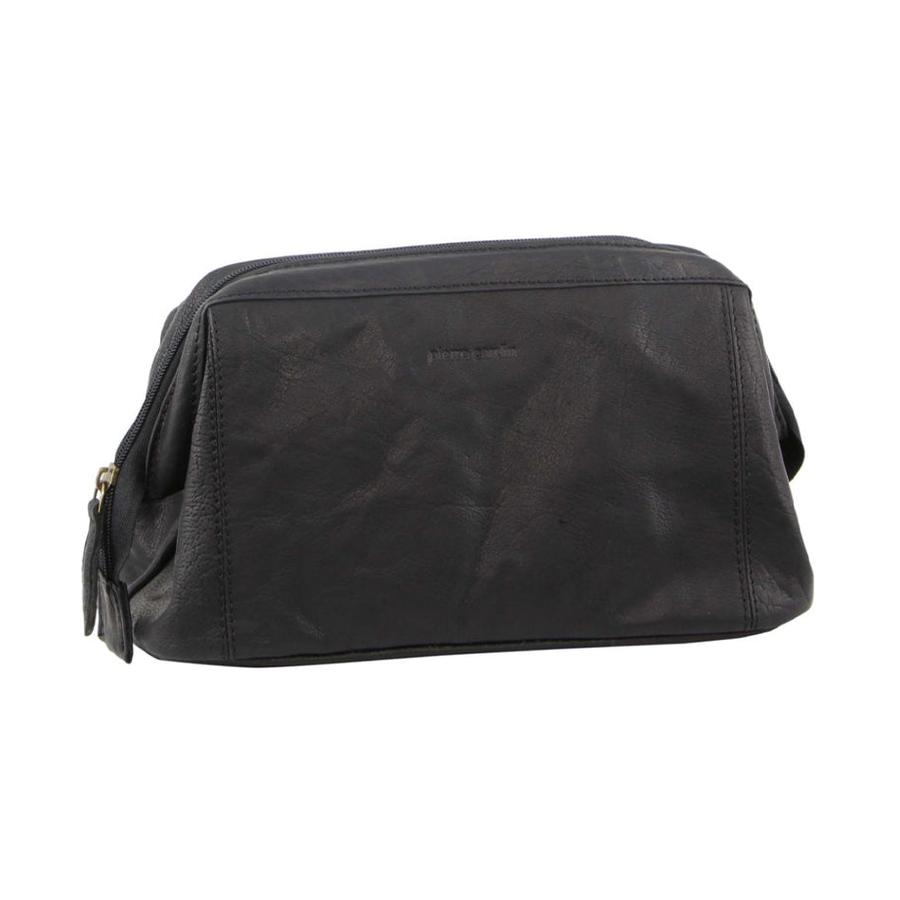 Pierre Cardin Fern Rustic Leather Toiletry Bag Black Black