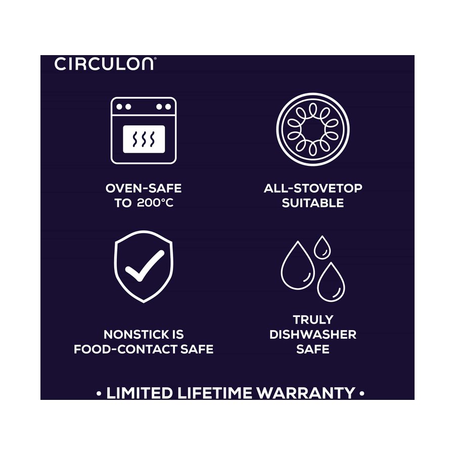 Circulon ScratchDefense A1 24cm (7.6L) Covered Stockpot Black Black