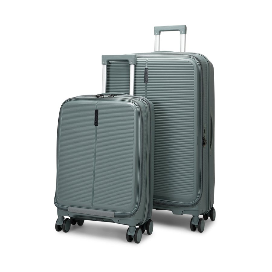 Caselite Venture 57cm & 76cm Top Open Hardside Luggage Set Grey Green Grey Green