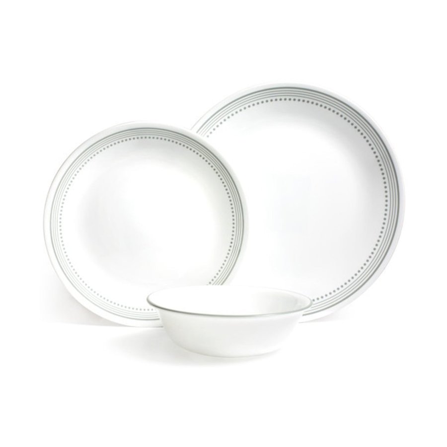 Corelle Mystic Gray 12 Piece Dinner Set White White