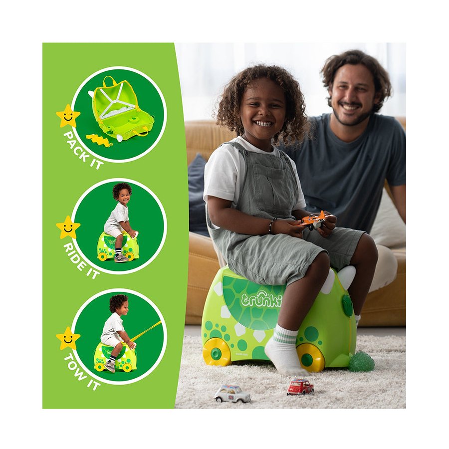 Trunki Dudley the Dinosaur Kids Suitcase Green Green