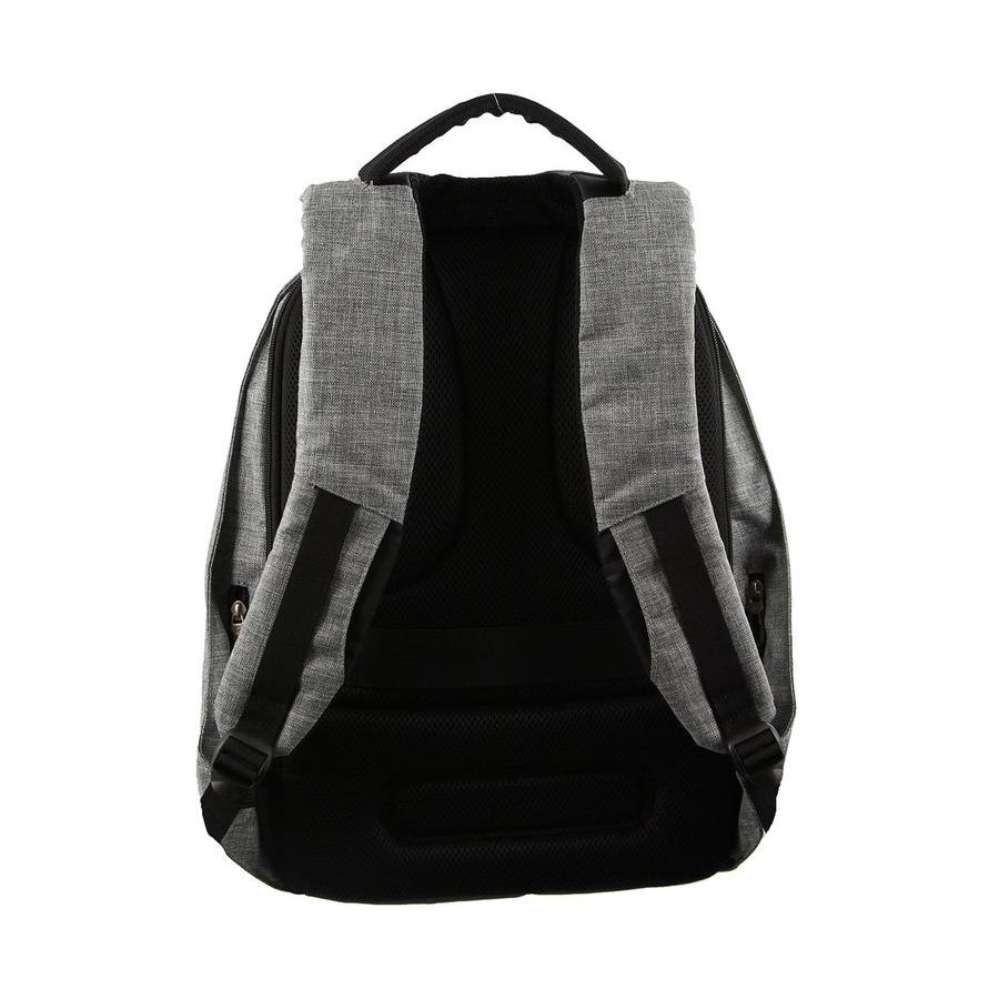 Pierre Cardin Bailey Canvas Laptop Backpack with USB Port Grey Grey