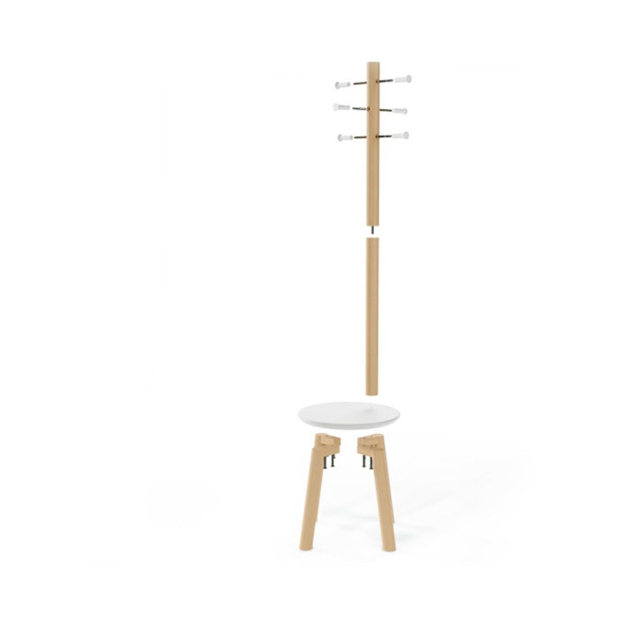 Umbra Pillar Stool with Built-In Coat Rack White/Natural White/Natural