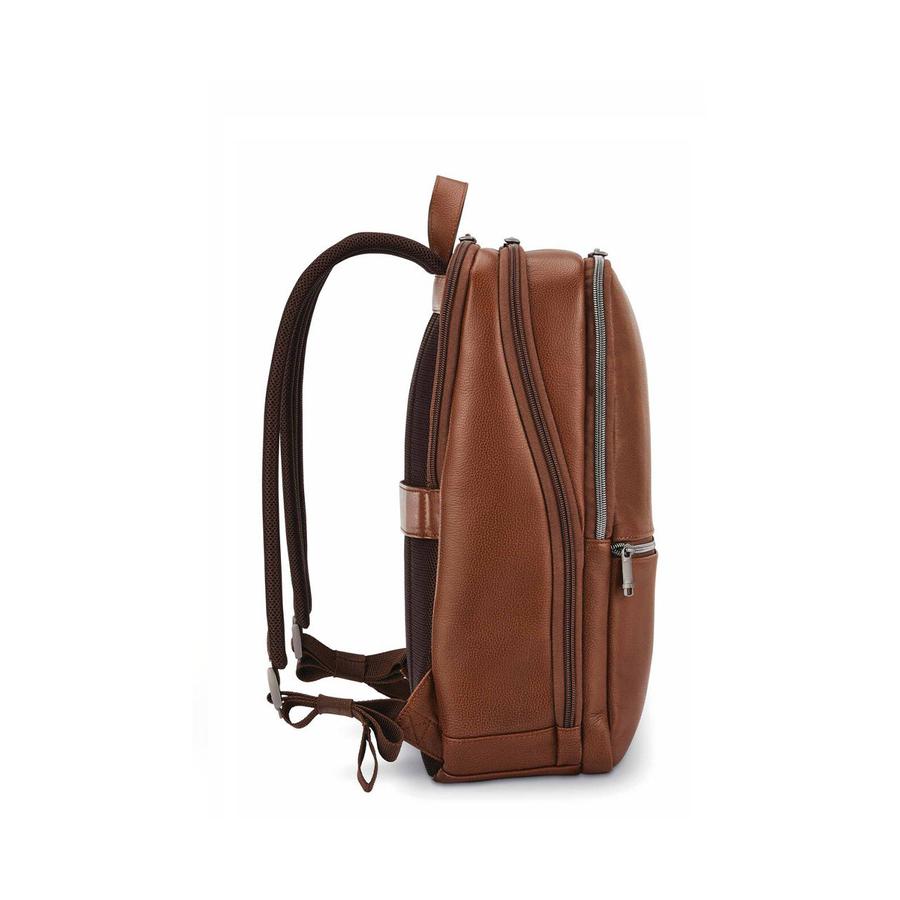 Samsonite Classic Leather Slim Laptop Backpack Cognac Cognac