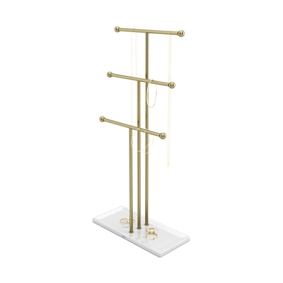 Umbra Trigem Jewellery Stand Organiser White/Brass White/Brass