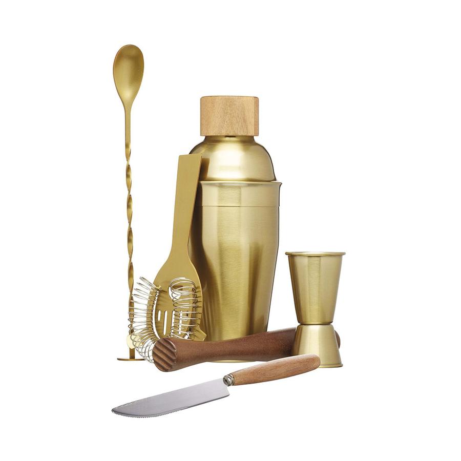 Barcraft Cocktail 6 Piece Set Brass Brass