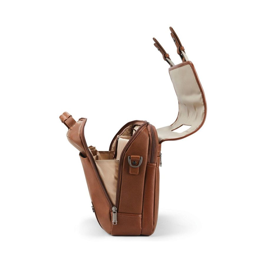 Samsonite Classic Leather Flapover Satchel Cognac Cognac