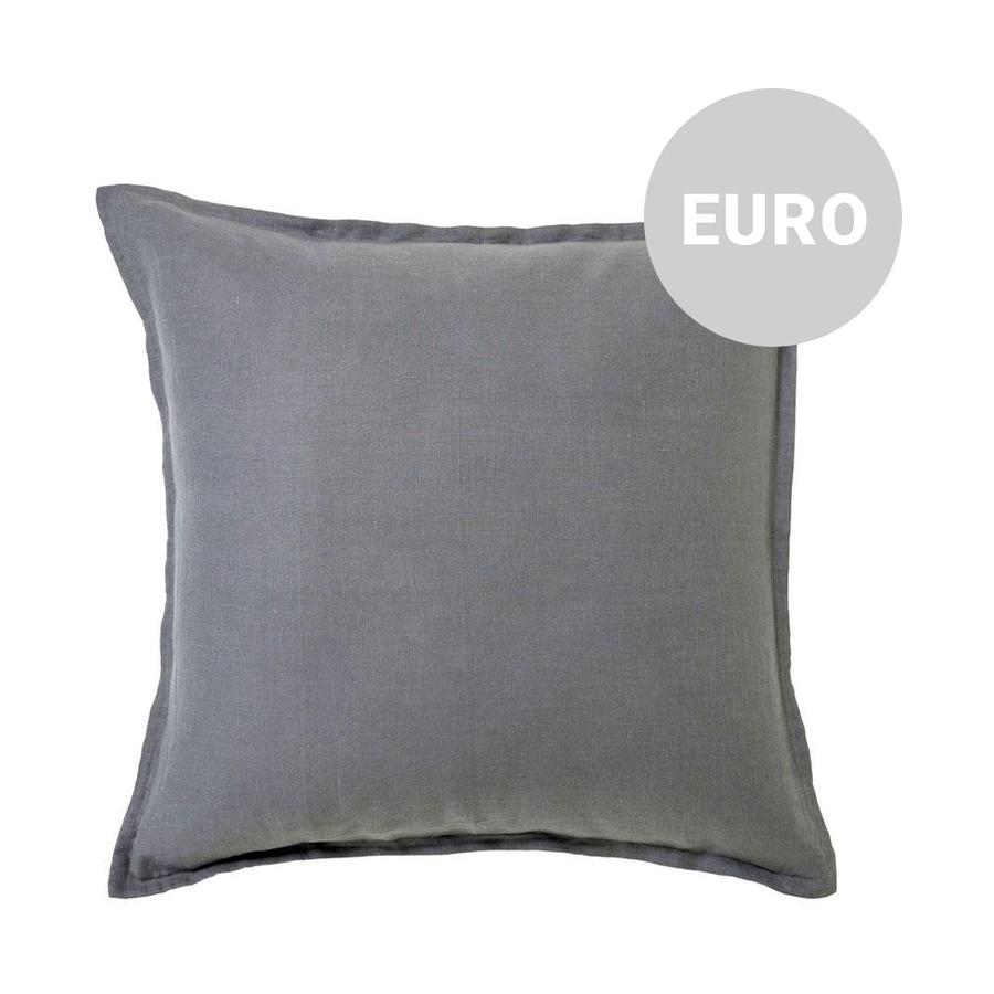 George Street Linen 100% Belgian Linen European Pillowcase Charcoal Charcoal