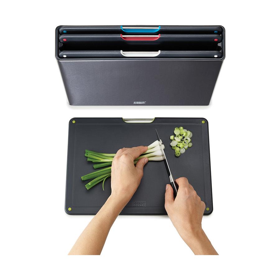 Joseph Joseph Folio Steel 4-Piece Chopping Board Set Carbon Carbon