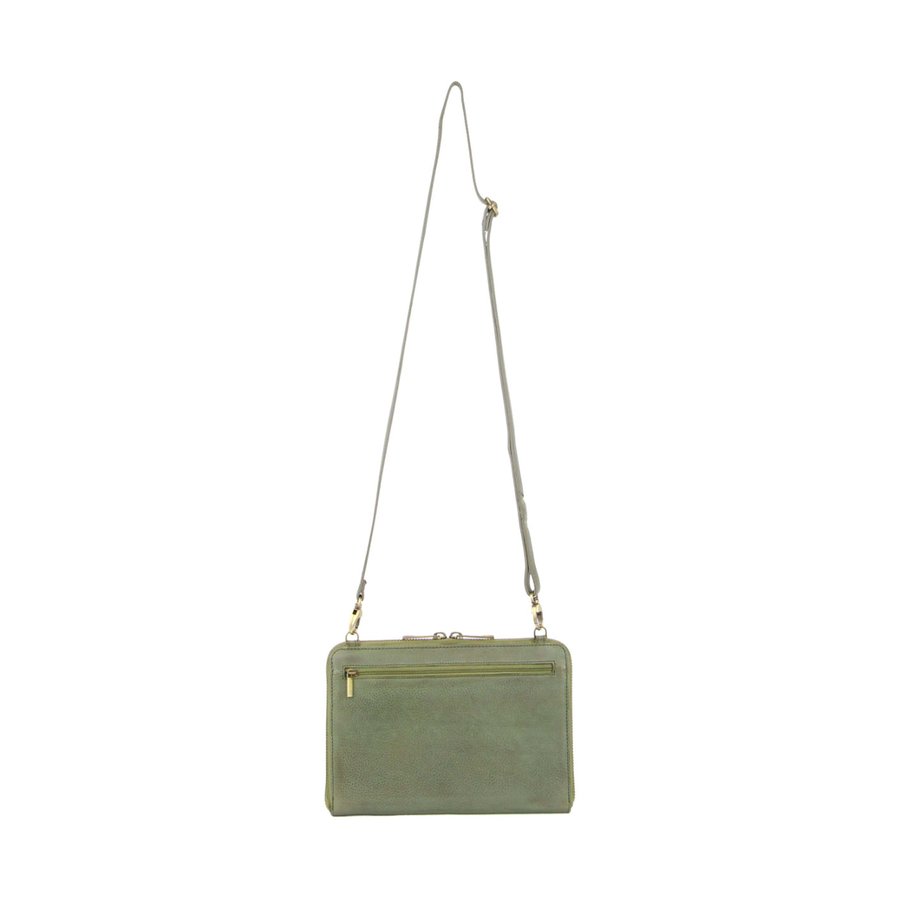 Pierre Cardin Becky Rustic Leather Crossbody Bag Mint Mint