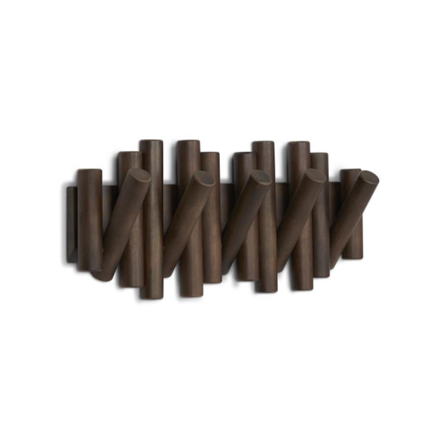 Umbra Picket 5 Wall Hook Aged Walnut Aged Walnut