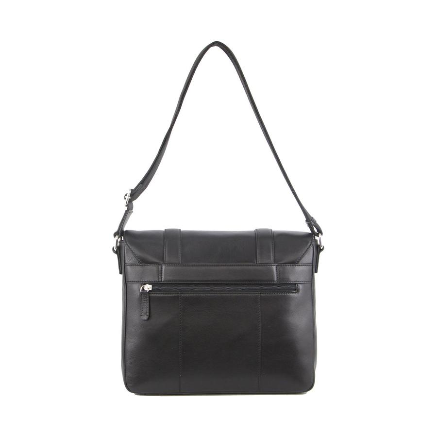 Pierre Cardin Freddie 13" Leather Laptop Satchel Black Black